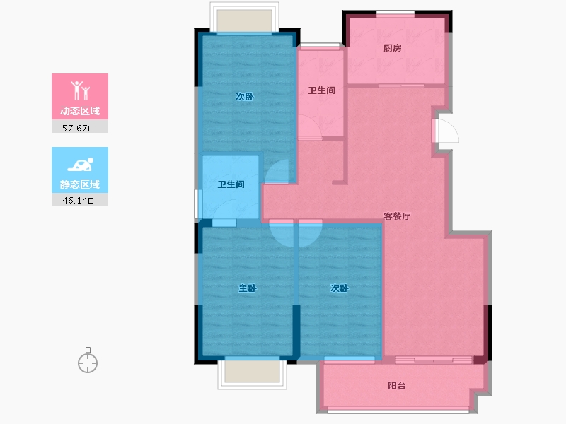 江苏省-南通市-尚上雅居-93.77-户型库-动静分区