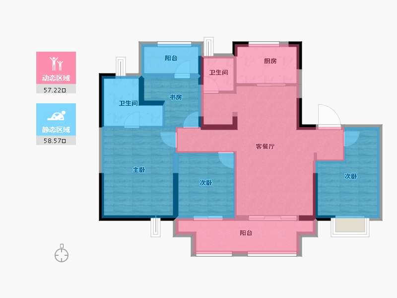 江苏省-南通市-天安·逸品花园-103.34-户型库-动静分区