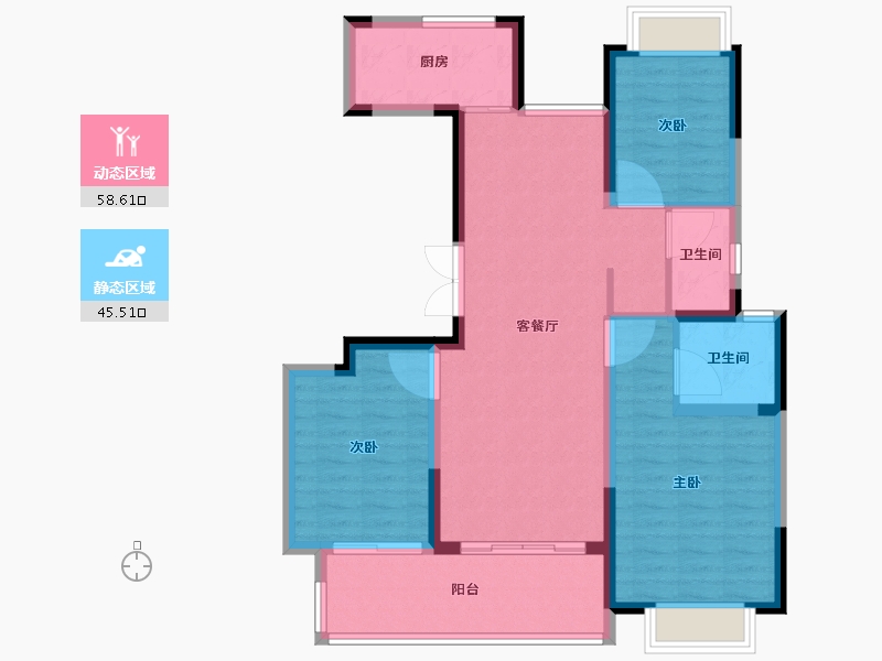 江苏省-南通市-珑悦花园-93.61-户型库-动静分区