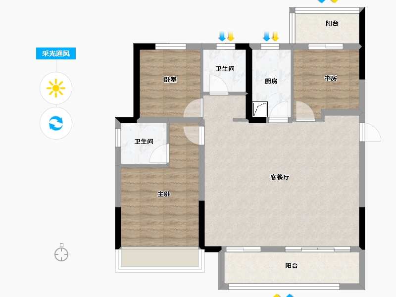 河南省-郑州市-美盛中华城-86.54-户型库-采光通风