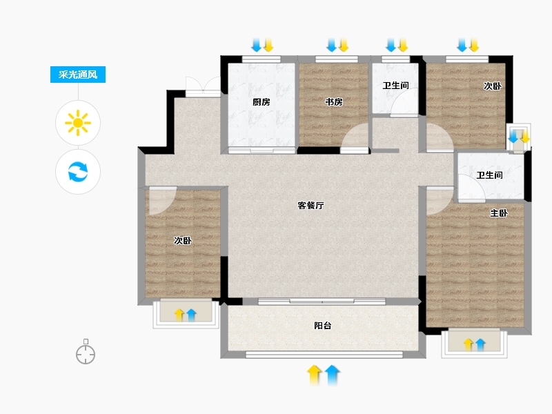 江苏省-南通市-中海翠湖溪岸-113.91-户型库-采光通风