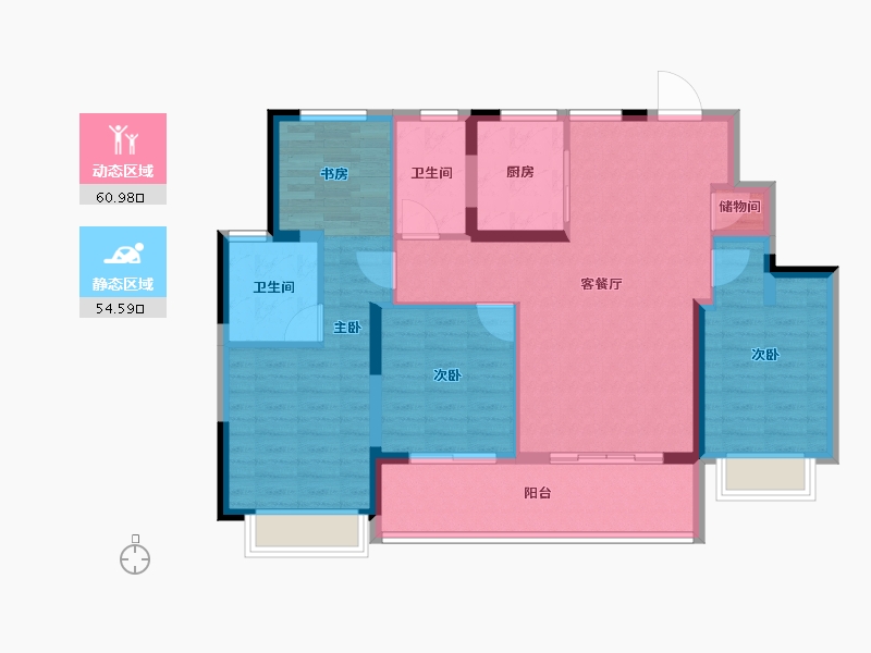 江苏省-南通市-光启花苑-104.00-户型库-动静分区