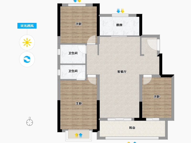 江苏省-南通市-中海翠湖溪岸-100.35-户型库-采光通风