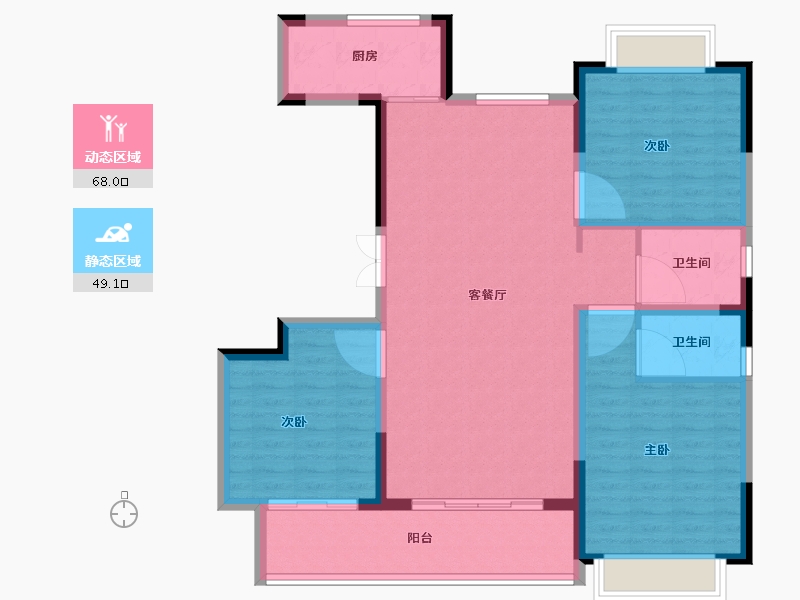 江苏省-南通市-珑悦花园-106.41-户型库-动静分区