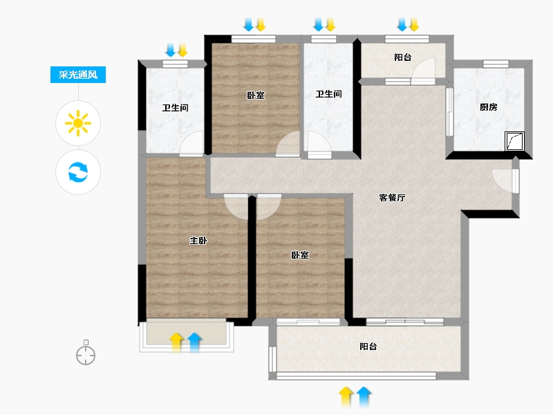 河南省-郑州市-正弘中央公园-101.54-户型库-采光通风