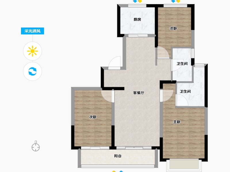 江苏省-南通市-锦绣福邸三期-99.21-户型库-采光通风