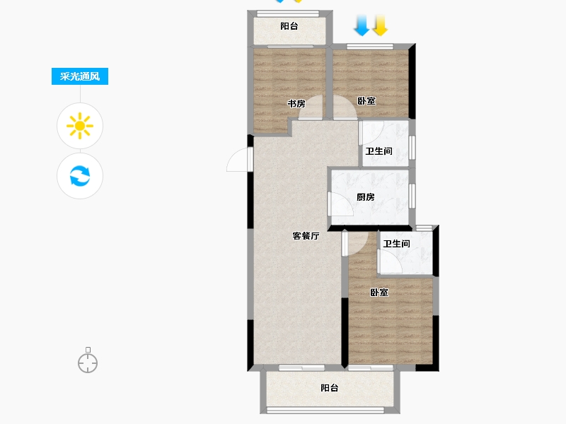 河南省-郑州市-康桥兰溪-84.81-户型库-采光通风