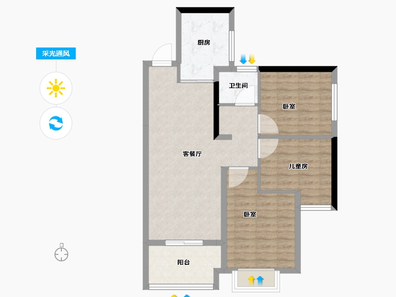 河南省-郑州市-泰宏建业国际城​-74.40-户型库-采光通风