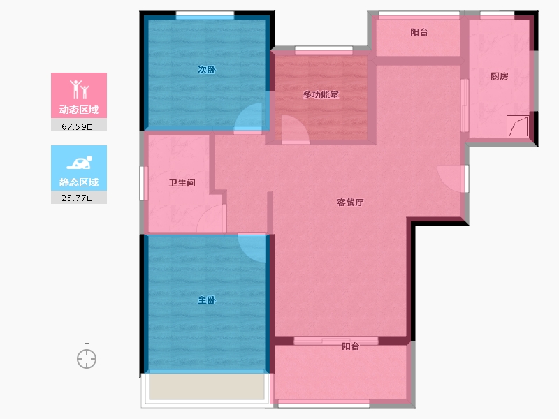 河南省-郑州市-正弘中央公园-82.61-户型库-动静分区