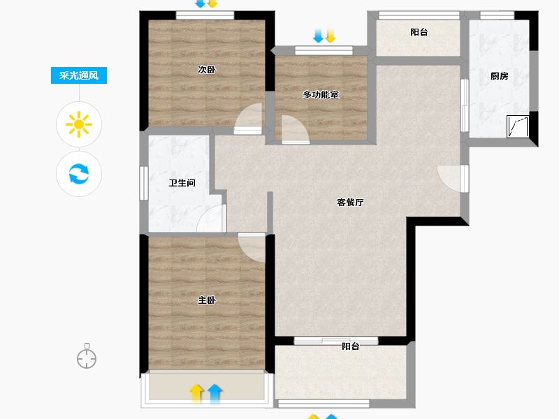 河南省-郑州市-正弘中央公园-82.61-户型库-采光通风