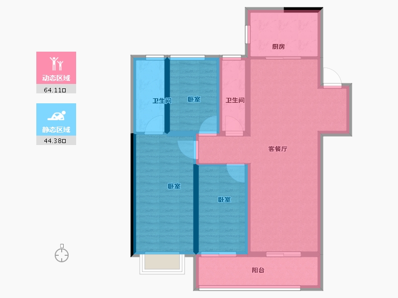 河南省-郑州市-中昂·玉棠府-96.81-户型库-动静分区