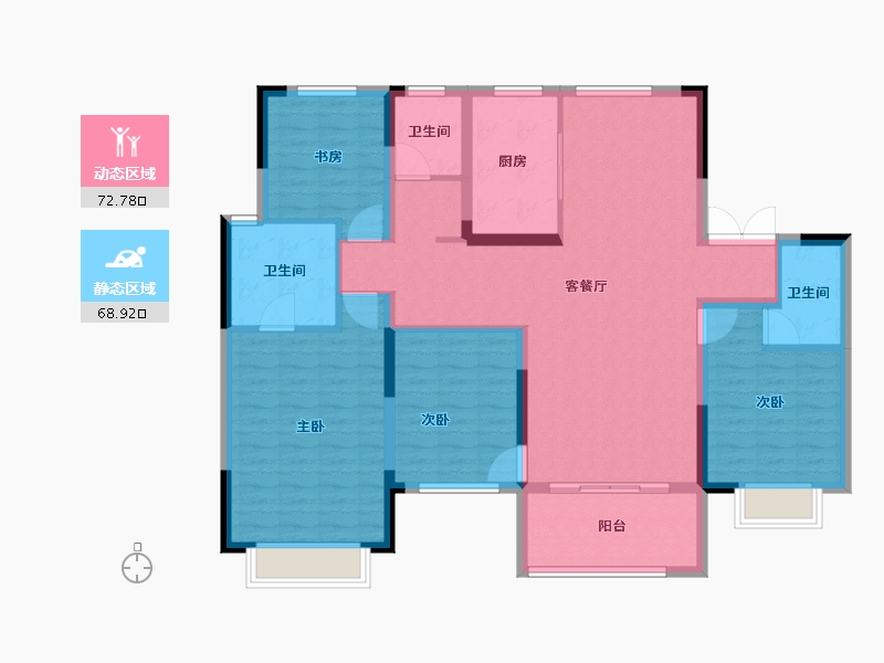 江苏省-南通市-圆融玺悦-128.00-户型库-动静分区