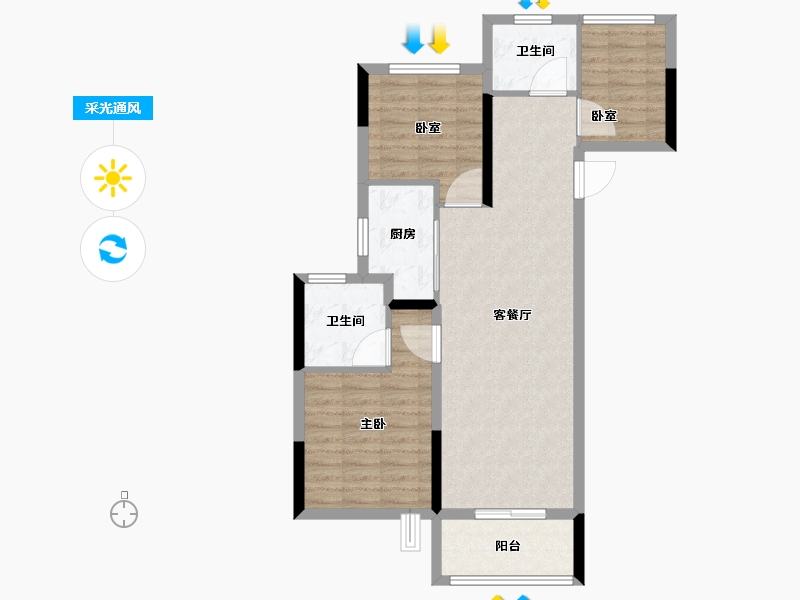 河南省-郑州市-康桥原溪郡​-80.01-户型库-采光通风