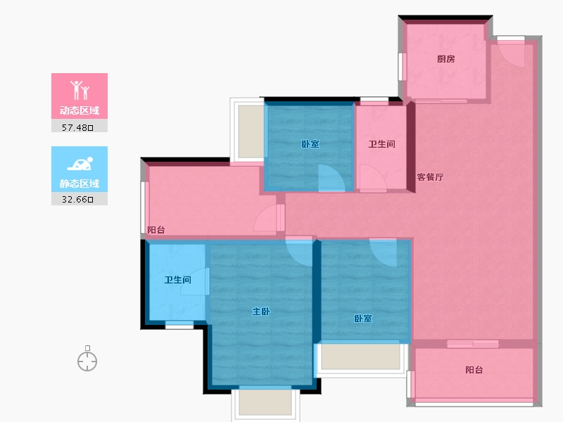 广东省-珠海市-华发水岸新城·水岸华府-80.09-户型库-动静分区