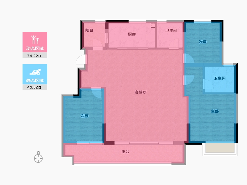 浙江省-嘉兴市-万科朝起云山府-104.00-户型库-动静分区