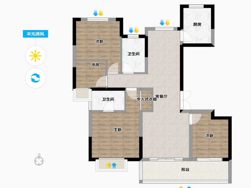 江苏省-南通市-圆融玺悦-104.36-户型库-采光通风