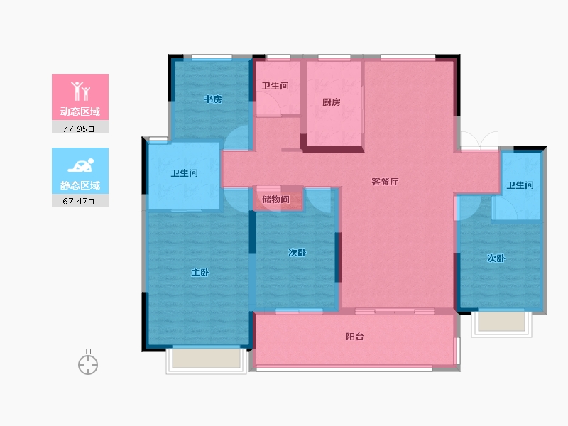 江苏省-南通市-圆融玺悦-131.34-户型库-动静分区