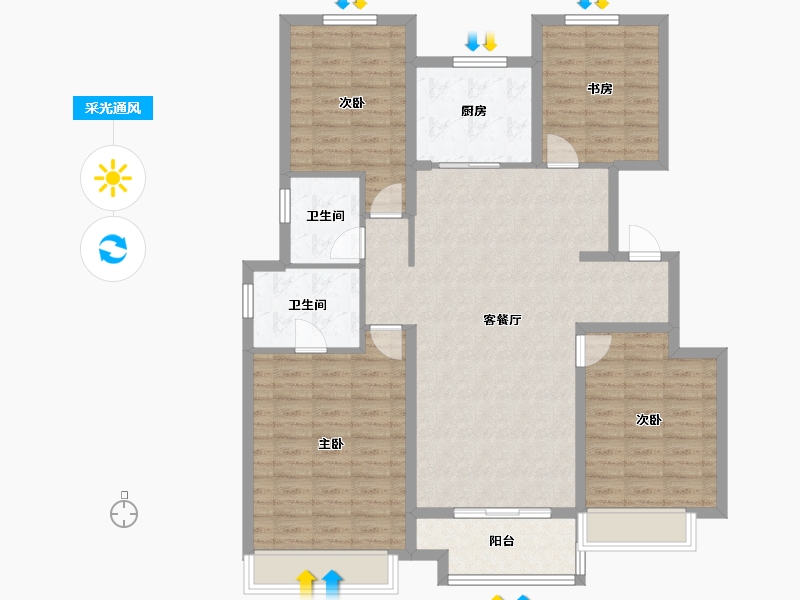 山东省-德州市-佰利金湖湾-120.00-户型库-采光通风