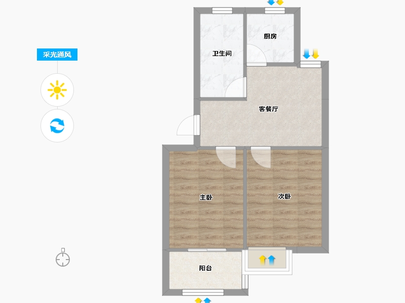 浙江省-嘉兴市-仓盛嘉苑-66.00-户型库-采光通风