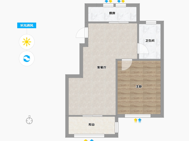 辽宁省-大连市-英伦铭筑-50.03-户型库-采光通风