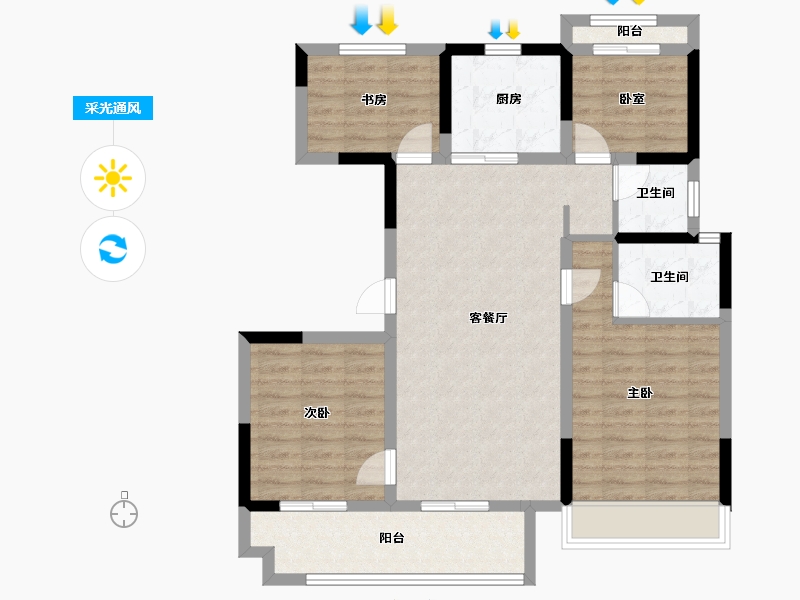 浙江省-嘉兴市-奥园玺悦府-92.00-户型库-采光通风