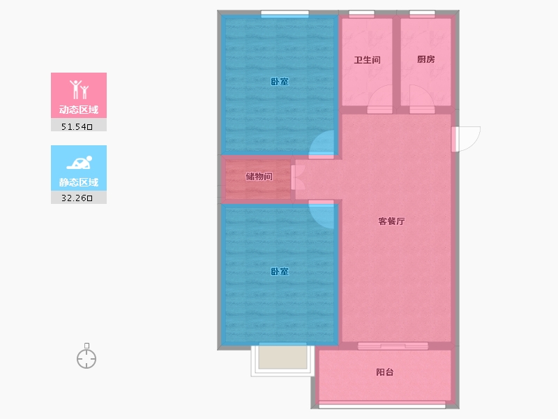 浙江省-嘉兴市-元宝湾-74.40-户型库-动静分区