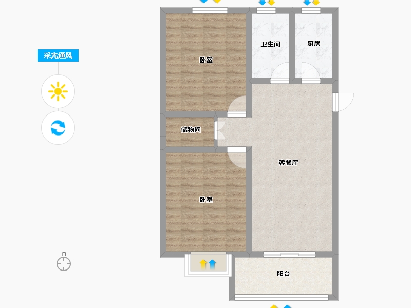 浙江省-嘉兴市-元宝湾-74.40-户型库-采光通风