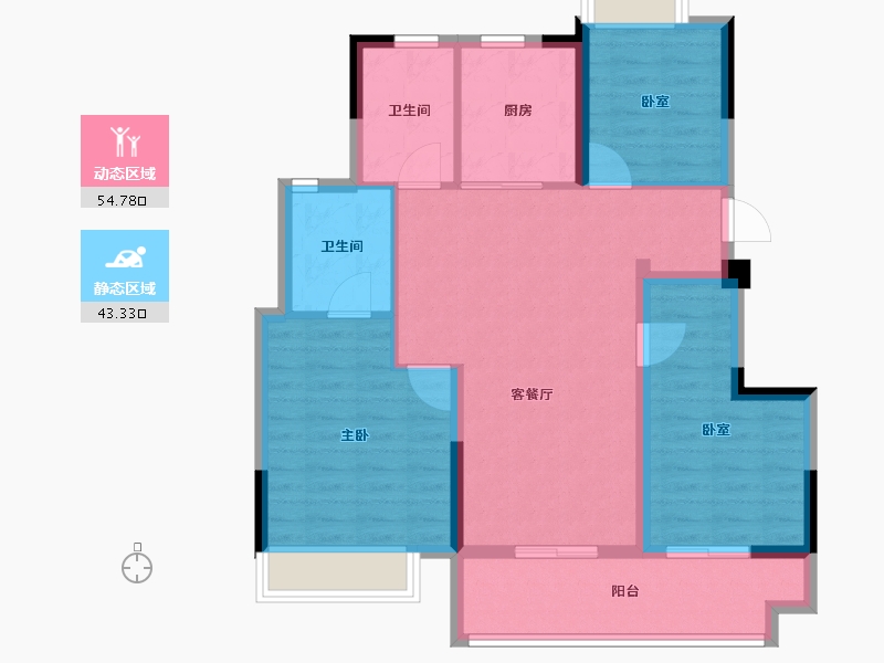 北京-北京市-龙湖卓越·悦珑湾-88.00-户型库-动静分区