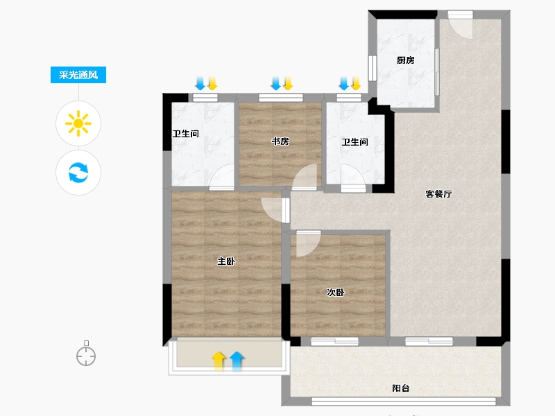 浙江省-嘉兴市-阳光城瑞俊凤临溪岸-76.00-户型库-采光通风