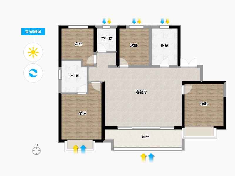 河南省-郑州市-建业比华利庄园-115.92-户型库-采光通风