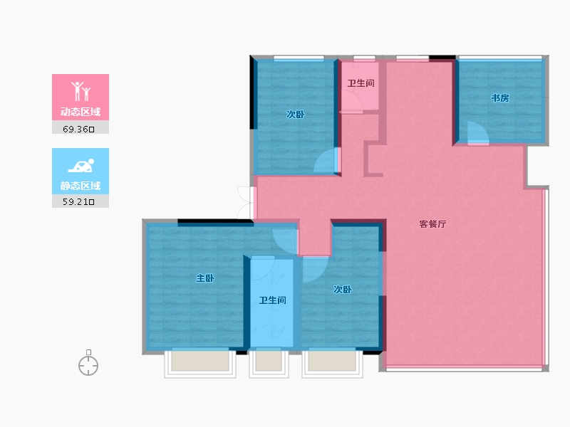 浙江省-嘉兴市-鼎仁东湖里-115.89-户型库-动静分区