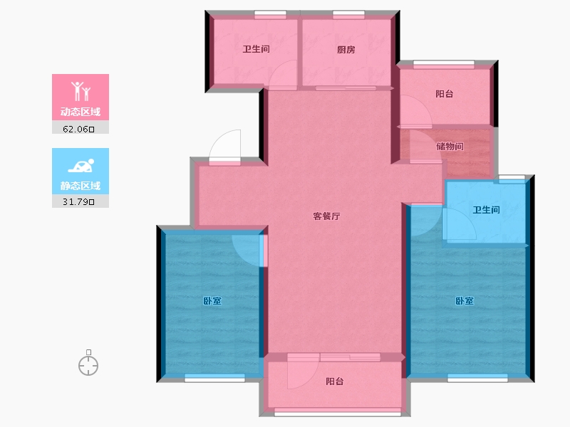 辽宁省-大连市-中梁御首府-84.00-户型库-动静分区