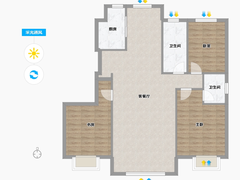 辽宁省-大连市-英伦铭筑-99.94-户型库-采光通风