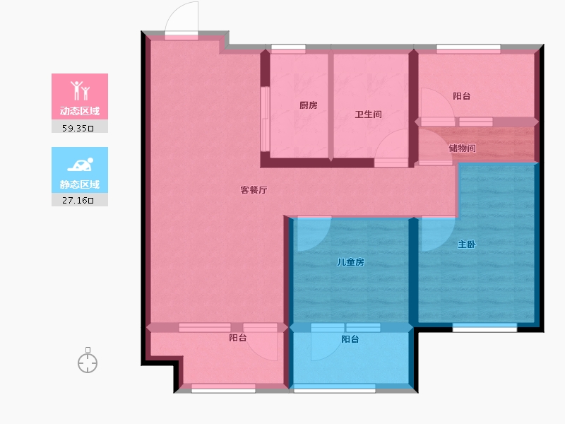 辽宁省-大连市-中梁御首府-76.01-户型库-动静分区