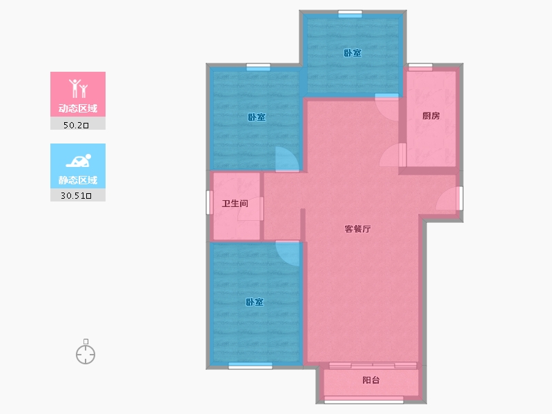 北京-北京市-金通阳光苑-72.00-户型库-动静分区