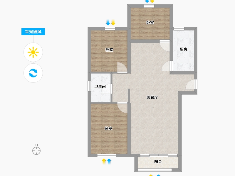 北京-北京市-金通阳光苑-72.00-户型库-采光通风