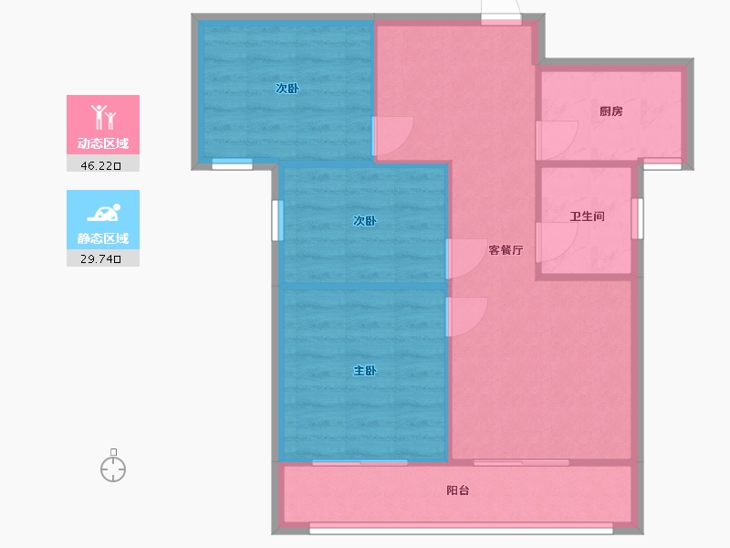 河南省-郑州市-鑫苑国际新城一号院-67.94-户型库-动静分区