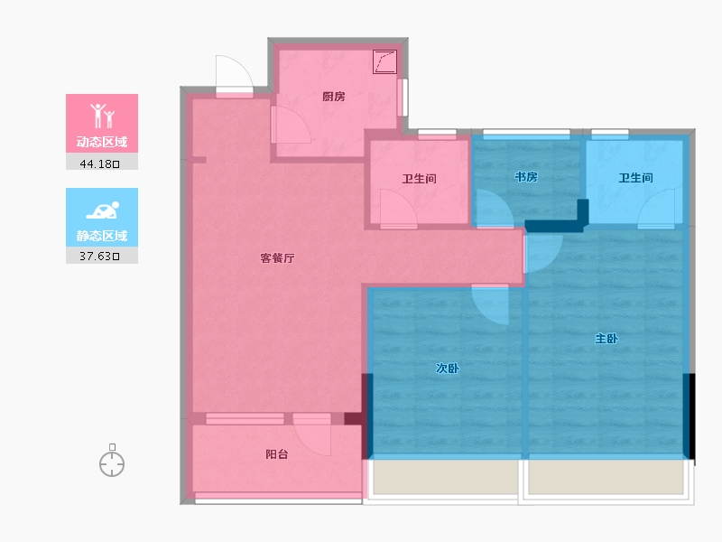 浙江省-杭州市-奥城望-80.00-户型库-动静分区