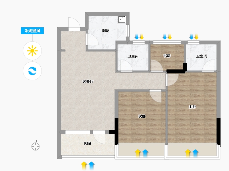 浙江省-杭州市-奥城望-80.00-户型库-采光通风