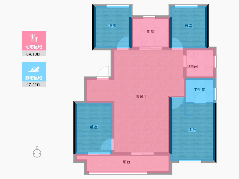 辽宁省-大连市-中梁御首府-100.01-户型库-动静分区