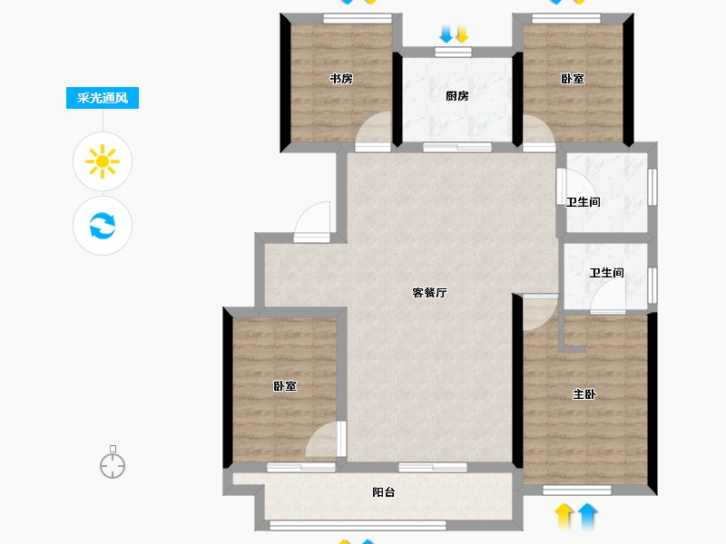 辽宁省-大连市-中梁御首府-100.01-户型库-采光通风