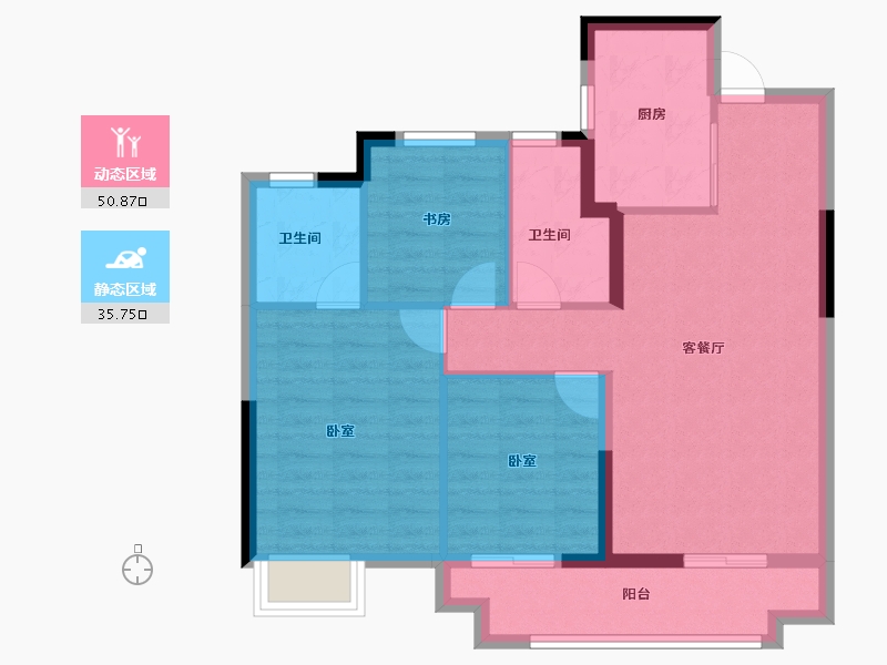 浙江省-嘉兴市-碧桂园·枫境澜庭-77.60-户型库-动静分区