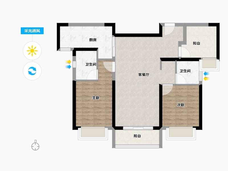 广东省-珠海市-湖心·金茂悦-86.00-户型库-采光通风