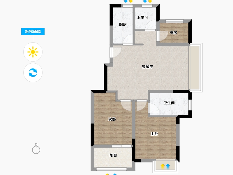 浙江省-嘉兴市-奥园玺悦府-71.20-户型库-采光通风