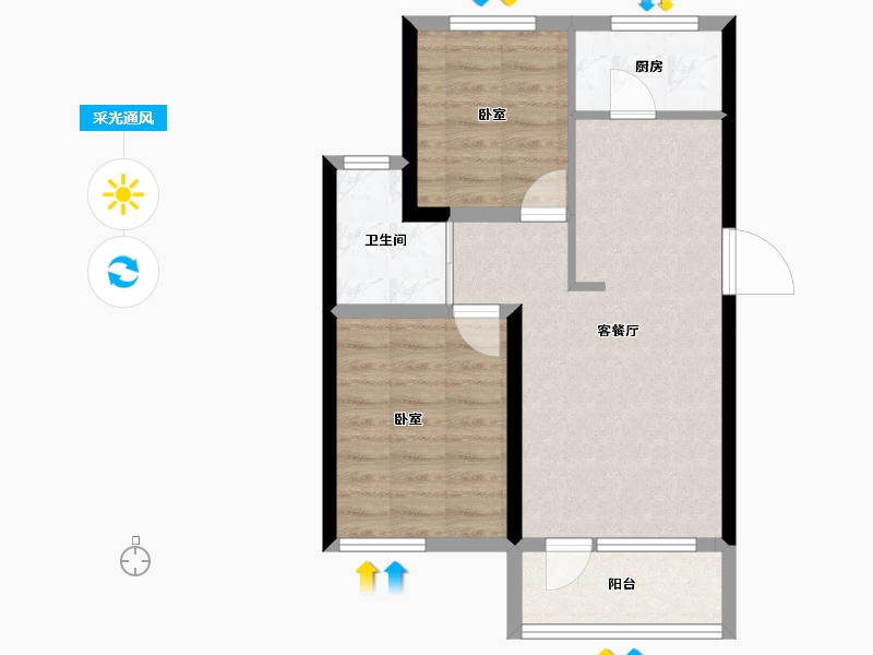 辽宁省-大连市-中铁春风十里-56.87-户型库-采光通风