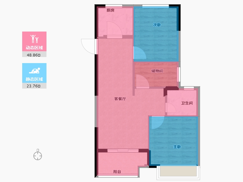 浙江省-嘉兴市-远辰蓝庭景园-65.60-户型库-动静分区