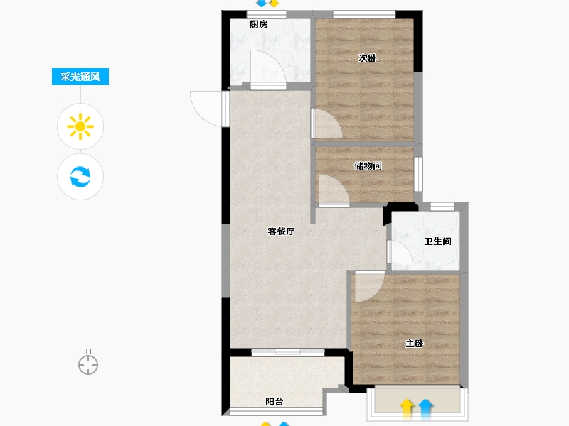 浙江省-嘉兴市-远辰蓝庭景园-65.60-户型库-采光通风