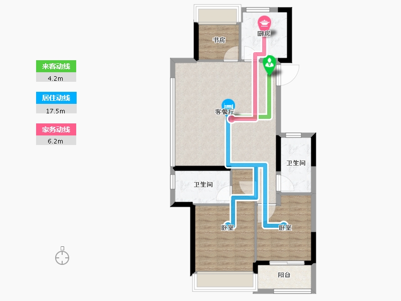 浙江省-嘉兴市-绿城濮园-81.60-户型库-动静线