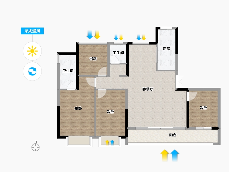 浙江省-嘉兴市-鼎仁东湖里-113.97-户型库-采光通风