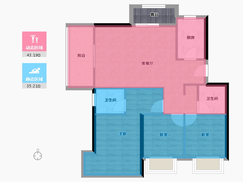 辽宁省-大连市-中铁春风十里-73.26-户型库-动静分区